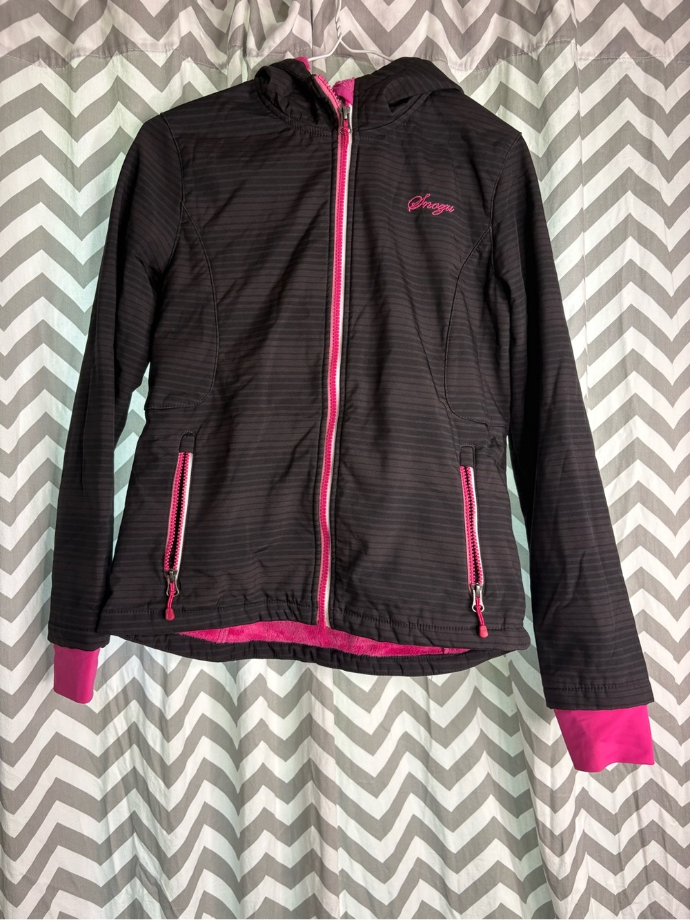 Girl’s Black & Pink Hooded Jacket